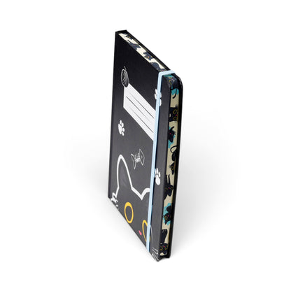 Lucky the Black Cat A5 Notebook – Cute Kawaii Cat Hardback Lined Journal with Recycled Paper & Elastic Closure