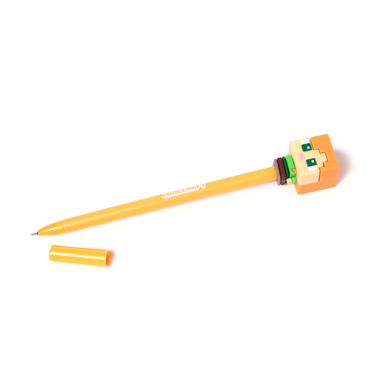 Minecraft Chibi Erasable Pen – Steve, Alex, Creeper & Charged Creeper Character Pens with Silicone Toppers – Blue Ink Gaming Stationery