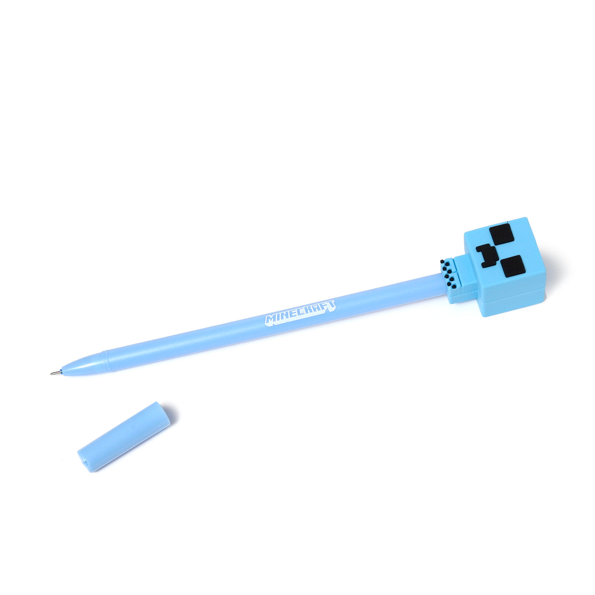Minecraft Chibi Erasable Pen – Steve, Alex, Creeper & Charged Creeper Character Pens with Silicone Toppers – Blue Ink Gaming Stationery