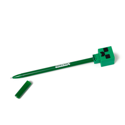Minecraft Chibi Erasable Pen – Steve, Alex, Creeper & Charged Creeper Character Pens with Silicone Toppers – Blue Ink Gaming Stationery