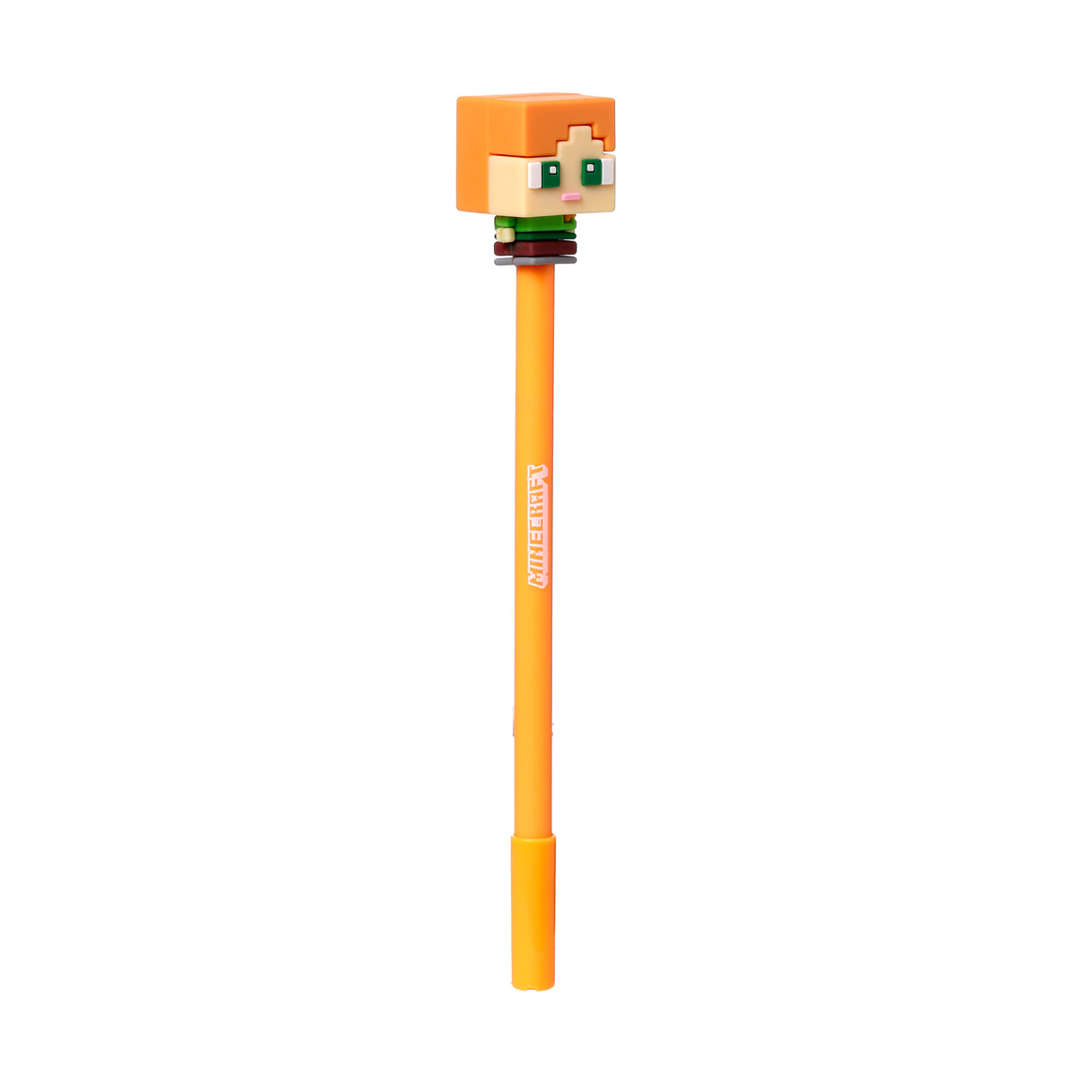 Minecraft Chibi Erasable Pen – Steve, Alex, Creeper & Charged Creeper Character Pens with Silicone Toppers – Blue Ink Gaming Stationery