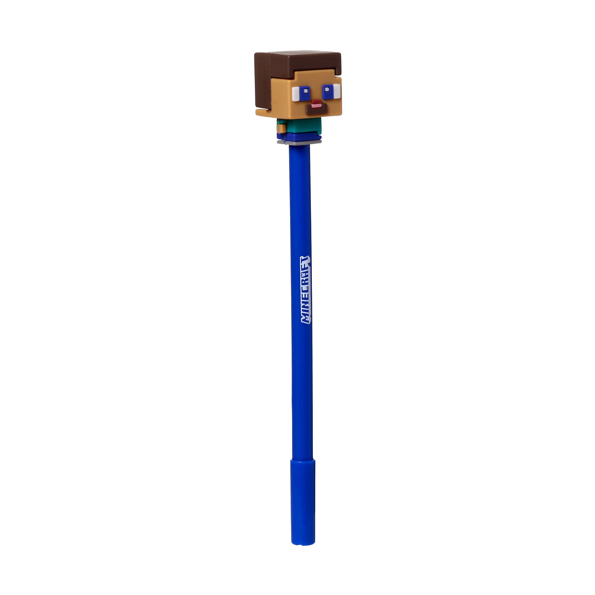 Minecraft Chibi Erasable Pen – Steve, Alex, Creeper & Charged Creeper Character Pens with Silicone Toppers – Blue Ink Gaming Stationery