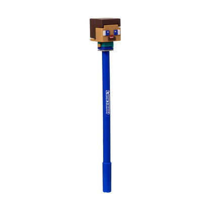 Minecraft Chibi Erasable Pen – Steve, Alex, Creeper & Charged Creeper Character Pens with Silicone Toppers – Blue Ink Gaming Stationery