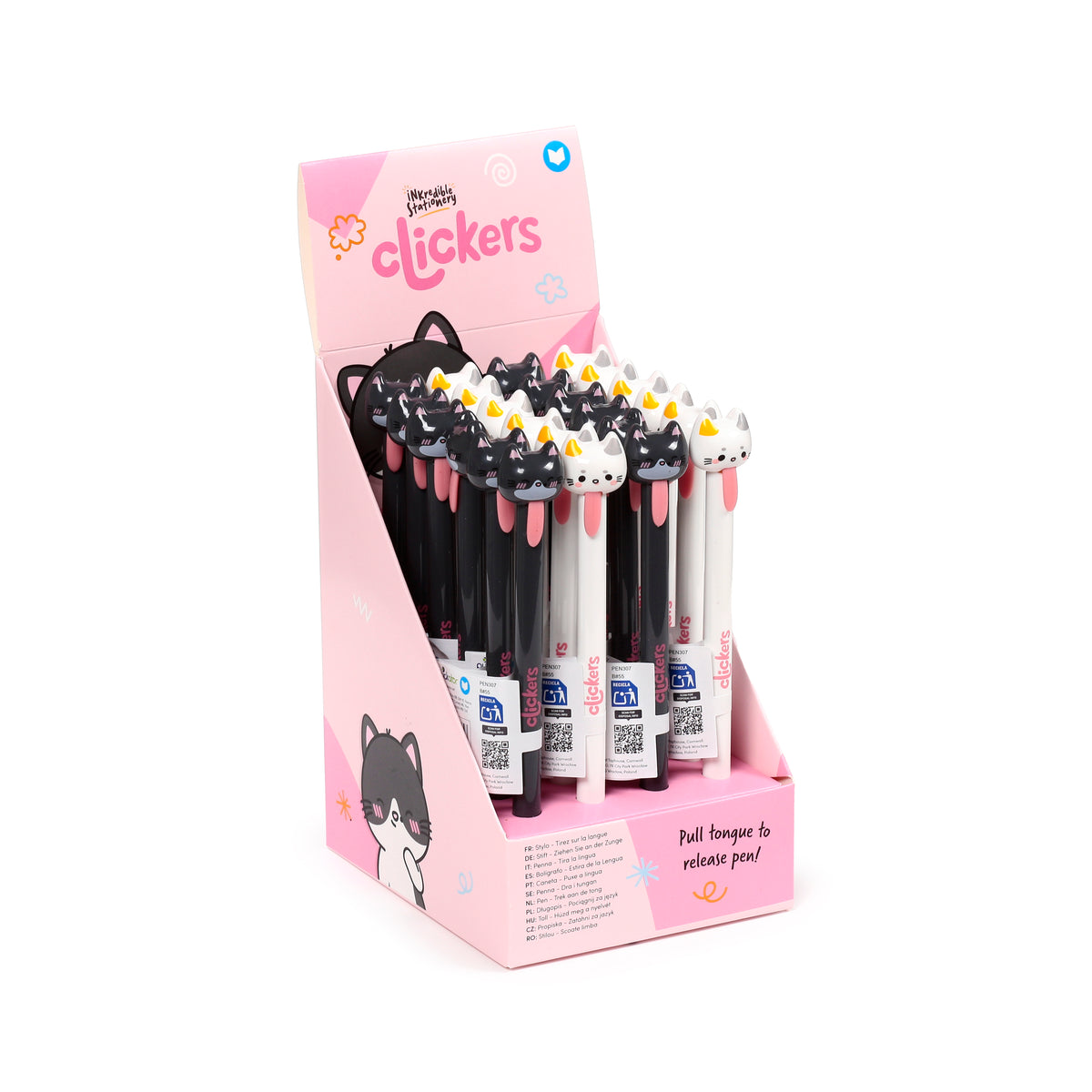 Cat Tongue Pull Pen – Adoramals Clicker Novelty Cat Pen – Cute Kawaii Fidget Stationery