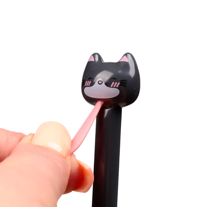 Cat Tongue Pull Pen – Adoramals Clicker Novelty Cat Pen – Cute Kawaii Fidget Stationery