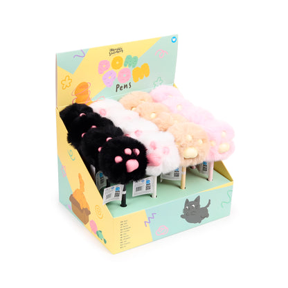 Cat Paw Fluffy Pom Pom Pen – Cute Kawaii Toe Beans Fine Tip Black Ink Novelty Stationery Gift