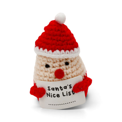 Christmas Emotional Support Crochet Pals – Cute Knitted Festive Mini Plush Toys with Positive Messages – Santa, Reindeer, Penguin, Snowman & Christmas Tree