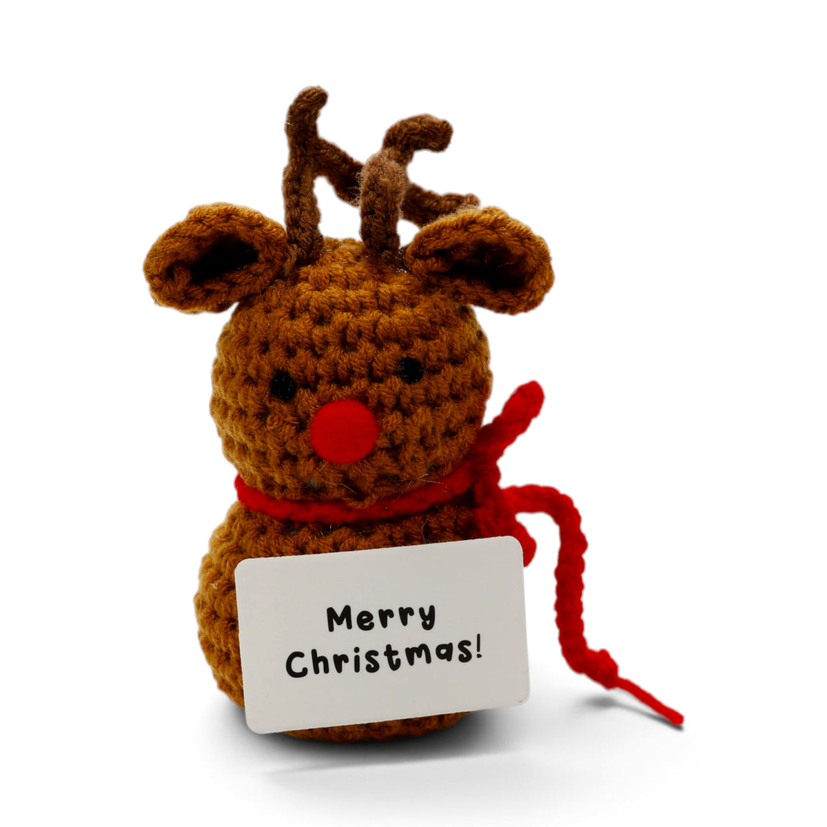 Christmas Emotional Support Crochet Pals – Cute Knitted Festive Mini Plush Toys with Positive Messages – Santa, Reindeer, Penguin, Snowman & Christmas Tree