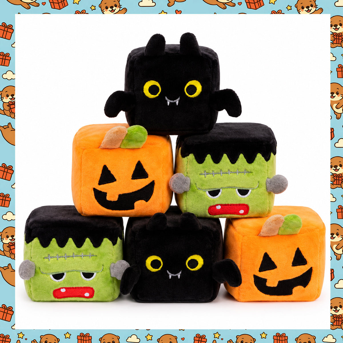 RMS Halloween Squishy Cube – Spooky Maltose Sensory Fidget Toy – Pumpkin, Bat & Monster