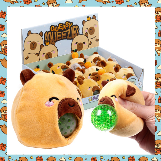 Queasy Squeezies Capybara Squeezy Toy – Puking Plush Squishy Stress & Sensory Toy – Adoramals Vomiting Capybara