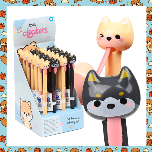 Dog Tongue Pull Pen – Adoramals Clicker Novelty Dog Clickers Pen – Cute Kawaii Fidget Stationery