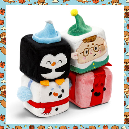 Squish Blox Christmas Squishy Cube Toys – Penguin, Elf, Snowman & Present Slow-Rising Memory Foam Festive Plush Sensory Toy