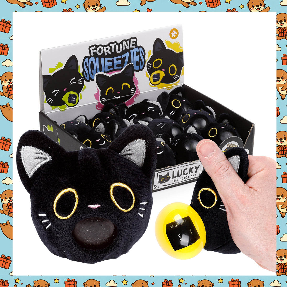 Queasy Squeezies Black Cat Squeezy Toy – Magic Fortune Teller Puking Plush Squishy & Sensory Toy – Vomiting Cat