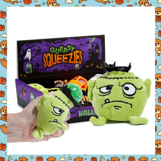 Queasy Squeezies Frankenstein Halloween Spooky Squeezy Toy – Puking Plush Squishy Stress & Sensory Toy – Vomiting Monster