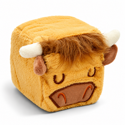 Squish Blox Highland Cow Squishy Cube Toy – Slow-Rising Memory Foam Plush Stress & Sensory Toy