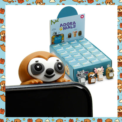 Adoramals Peeker Phone Charm – Axolotl, Sloth, Capybara & Cat Self-Adhesive Peeking Figure